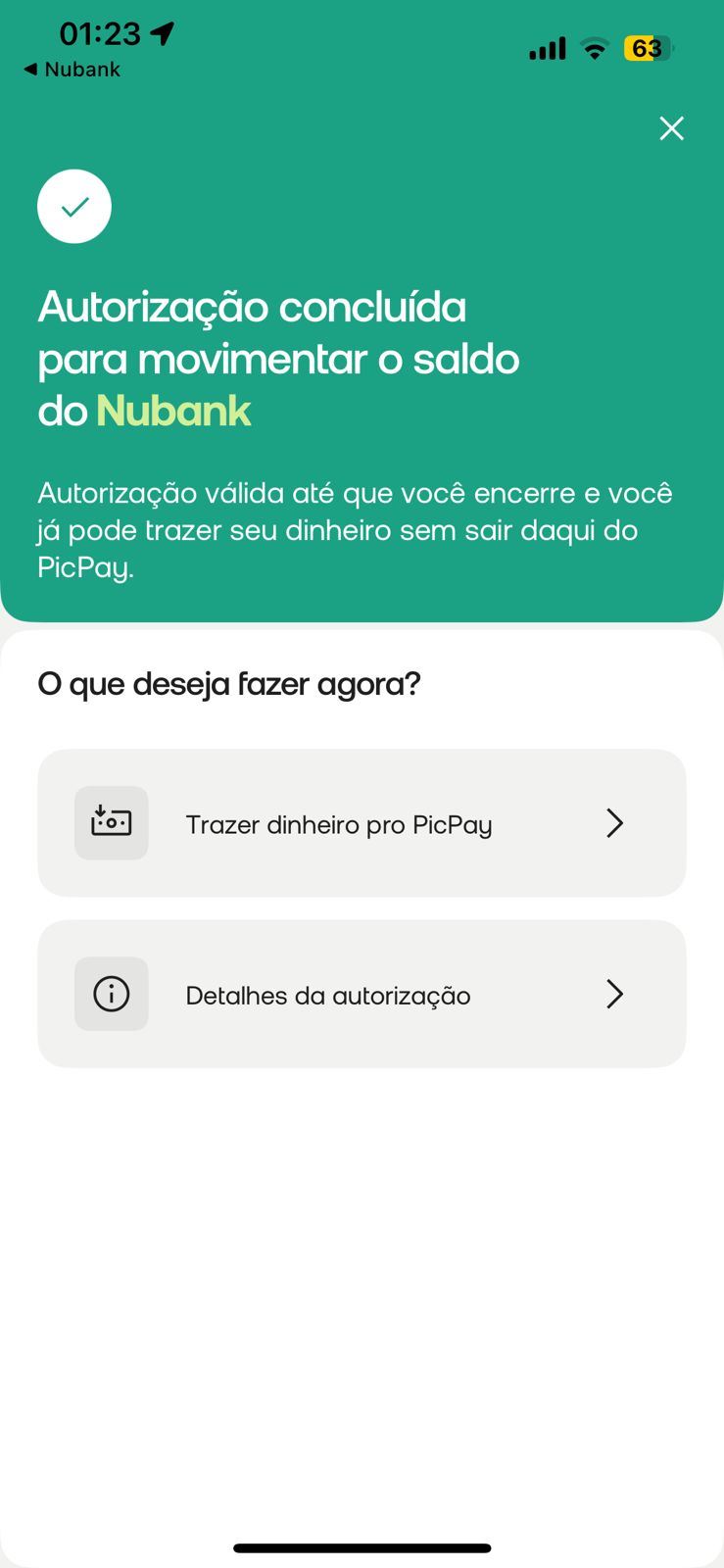 Confirmação Nubank