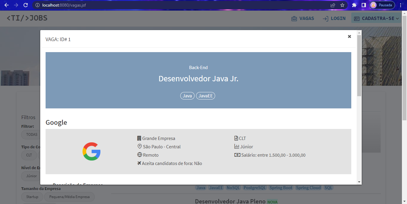 TI Jobs - Detalhes da vaga
